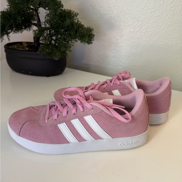 Adidas Women's Suede Pink and White Sneakers - Picture 5 of 6